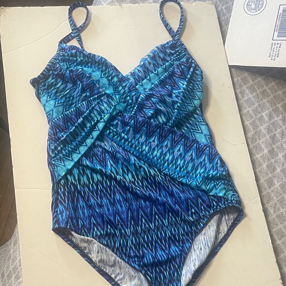 Blue Patterned One-Piece Swimsuit